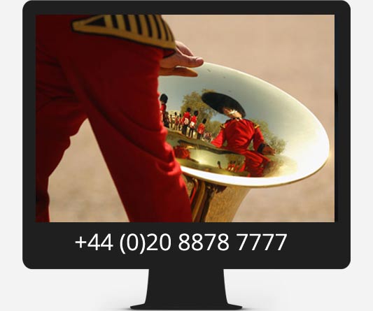 guardsman playing music while marching