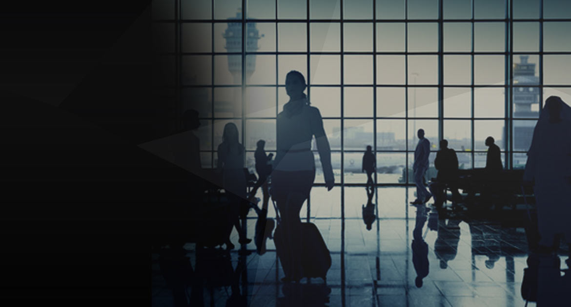 busy airport scene