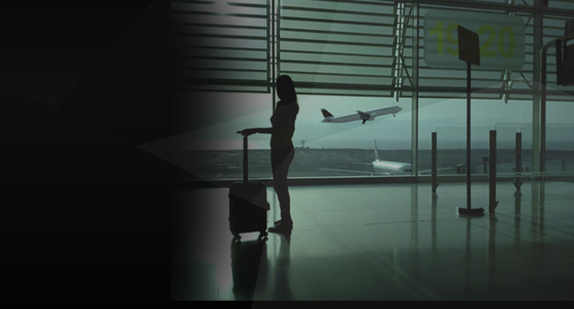 busy airport scene