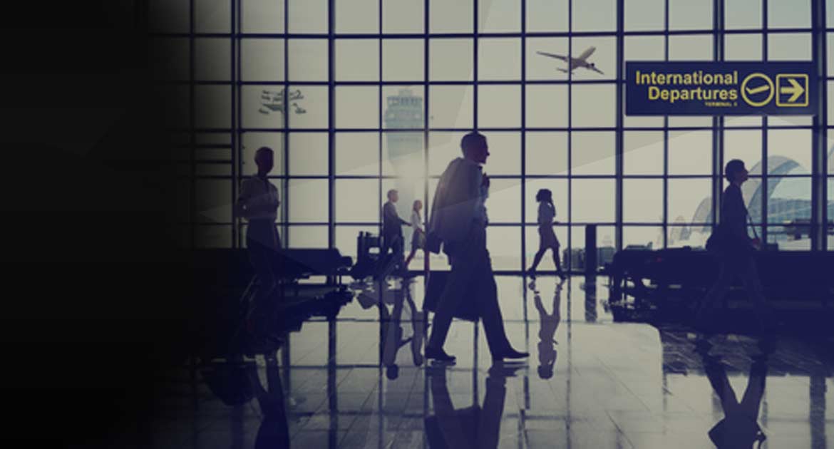 busy airport scene